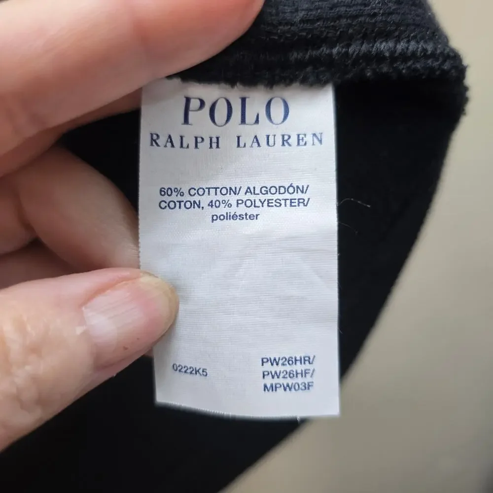 Polo Ralph Lauren Bear Waffle-Knit Thermal Long-Sleeve T-Shirt Black Size Medium